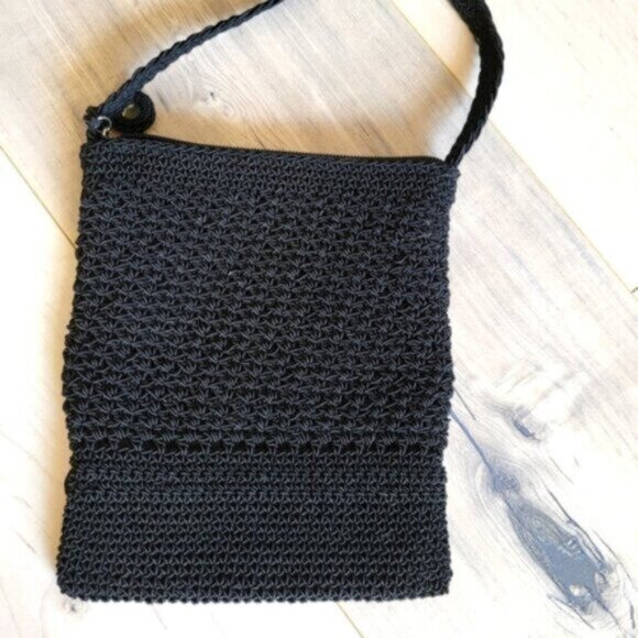 Black Crocheted Crossbody Purse - Picture 2 of 4